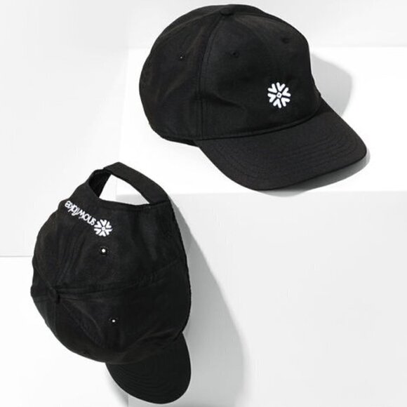 Snowflake Unstructured Black Dad Cap Embroidered White Snowflake Adjustable - Picture 1 of 7
